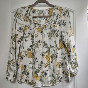 🌟7/25$ LUCKY BRAND Floral Smock Front Peasant Boho Top